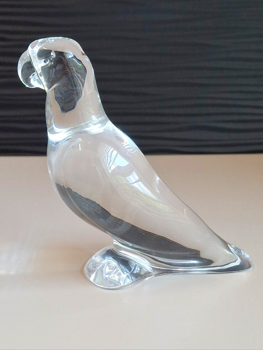 Baccarat France Crystal Figurine Parrot Bird Clear